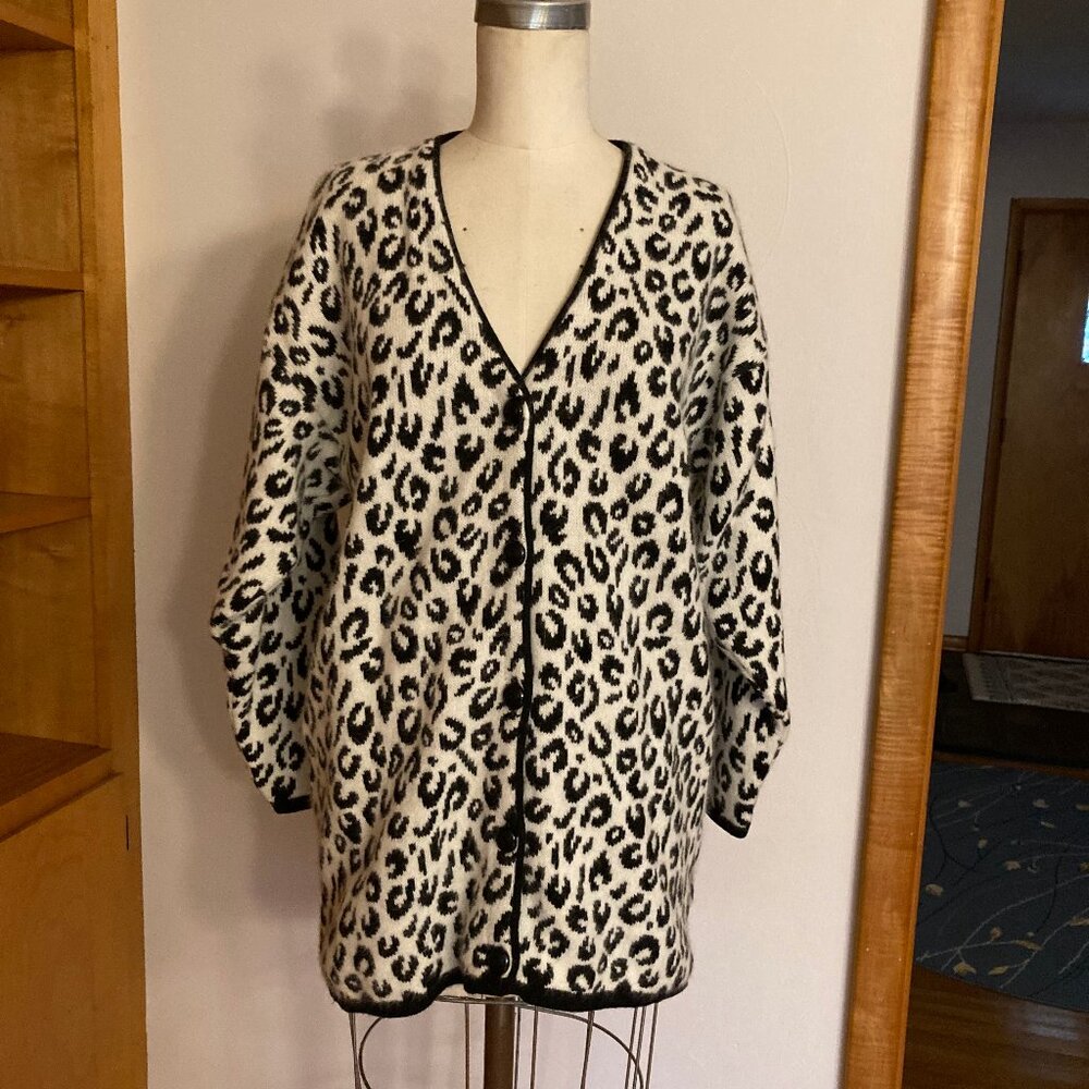Maglia Donna Angora Leopard Print Cardigan - Picture 1 of 9